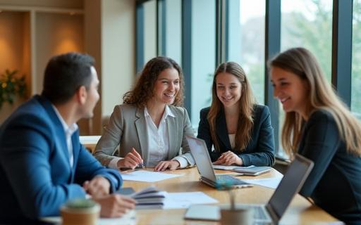 Équipe de Gestion Hôtels Solutions en réunion collaborative